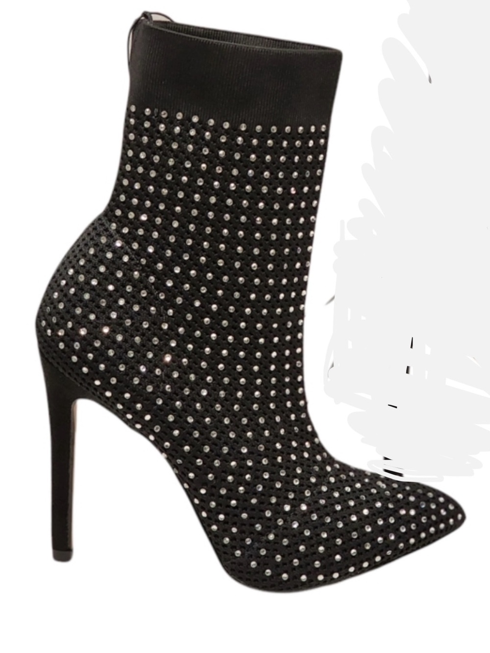 Catherine Malandrino Black Rhinestone Stretch Sock Bootie
